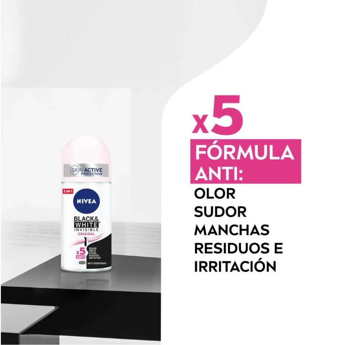 NIVEA Savings Pack - Black & White Invisible Original Roll on Desodorizante para mulher 50ml x 6 unidades.