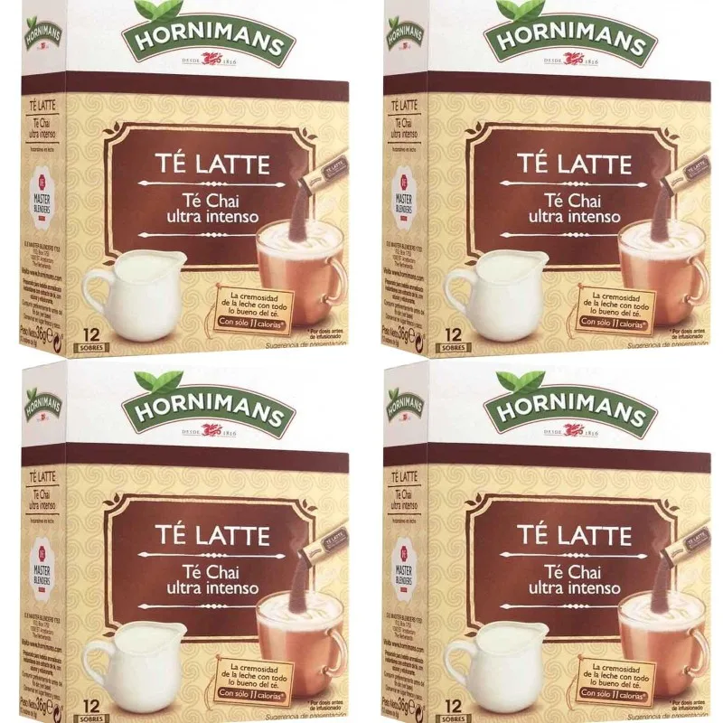 4 caixas de chá solúvel ultra-intenso Latte Chai, 12 saquetas Hornimans 8410091066076