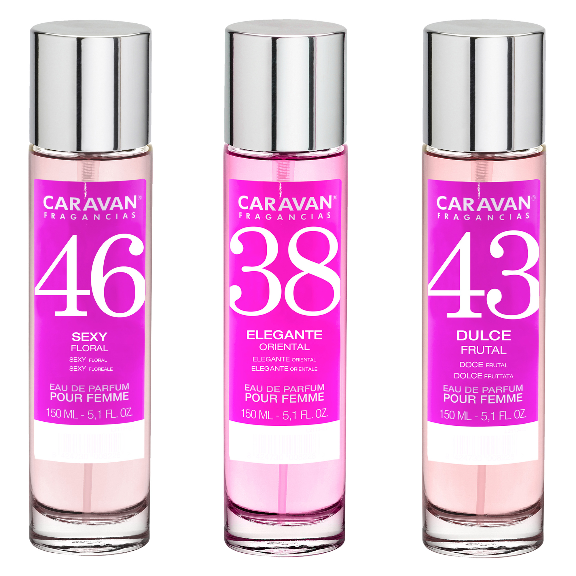 3x Caravan Perfumes de Mujer Nº43 Nº38 Nº46 de 150ml