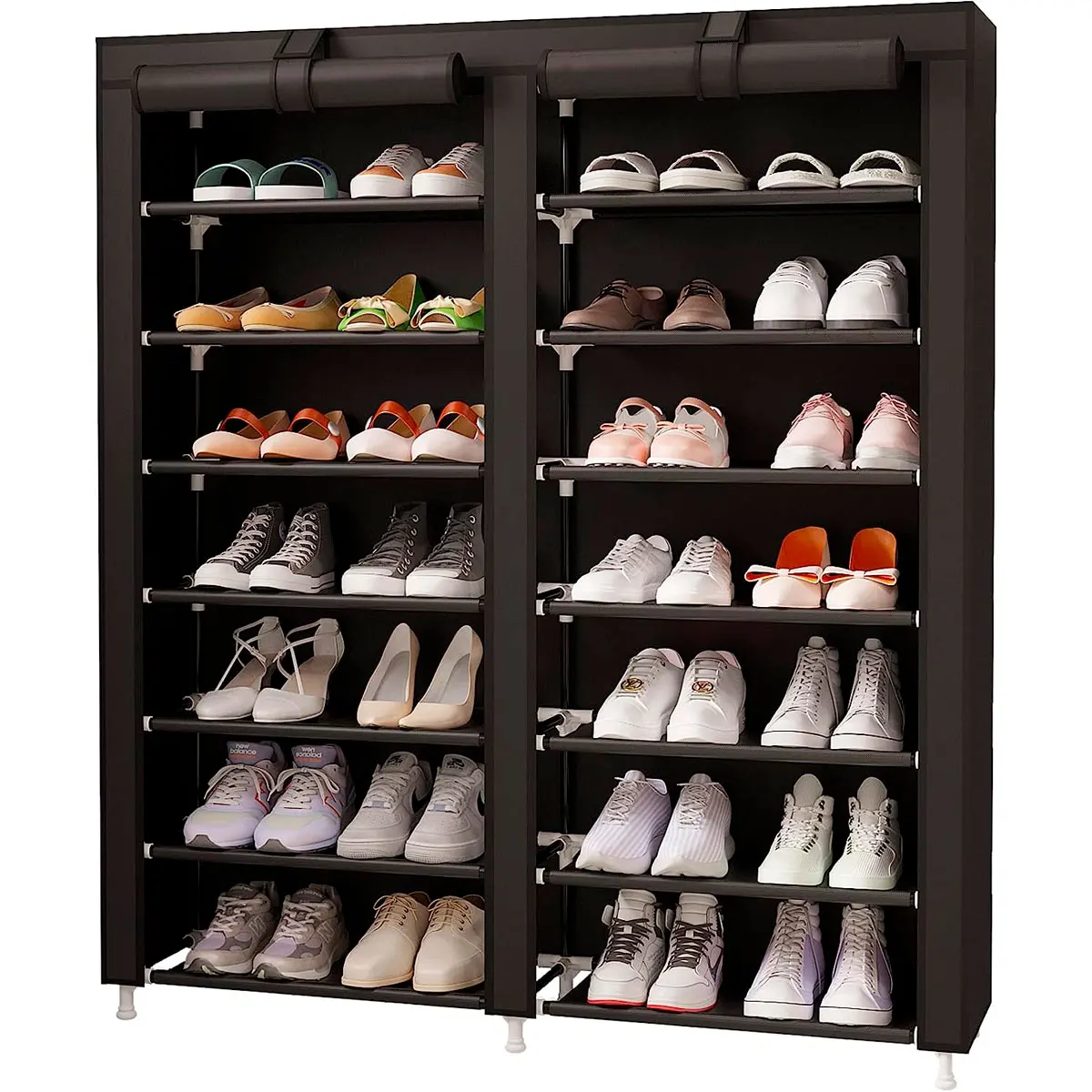 Nyana Sapateira Home Pano com 2 Portas com Zíper 125x92x28.5 cm Capacidade até 42 pares Calçado Organizador Leve e Portátil Protege o Calçado da Poeira e Umidade