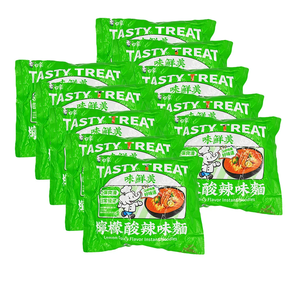 (BAIXIANG) PACK FIDEOS INSTANTÁNEOS CON SABOR A CALDO AGRIPICANTE CON LIMÓN 88G