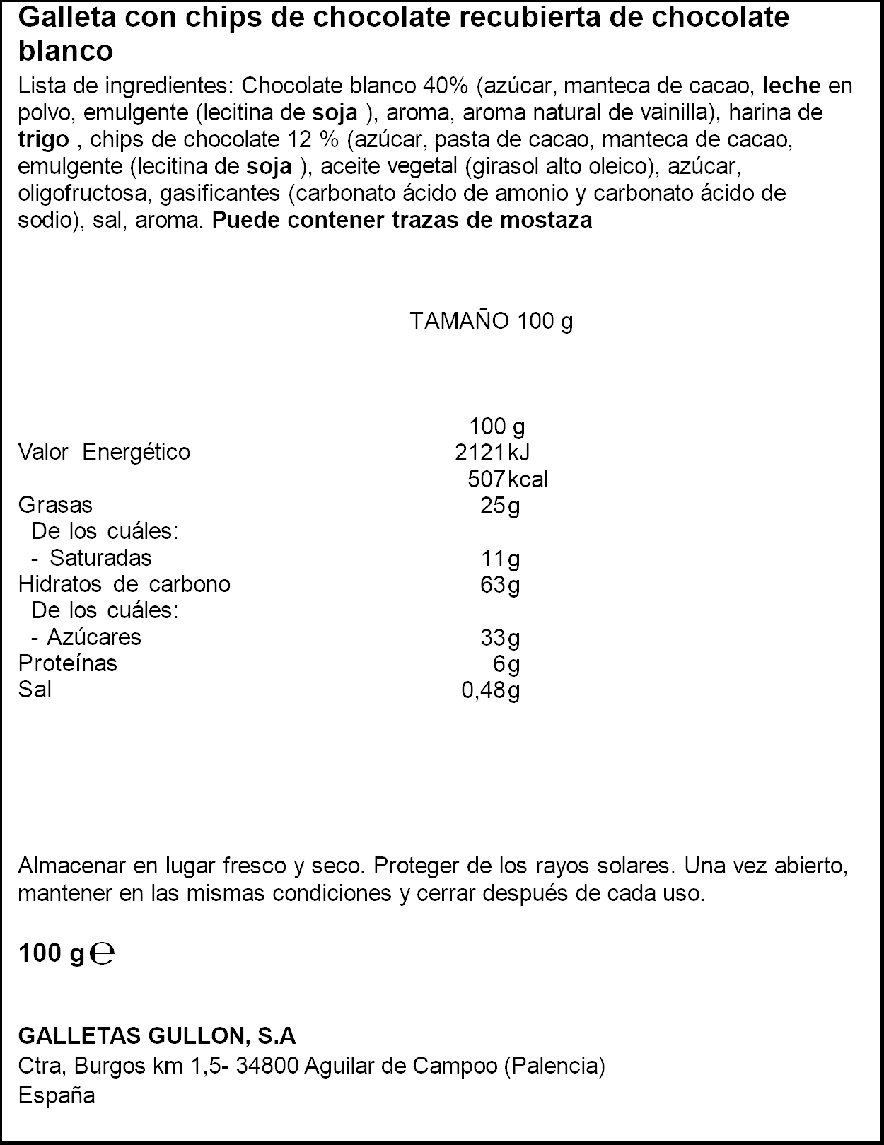 ChocoBom Blanco caja 12 unidades de 100 gramos, galletas Gullón 8410376012699