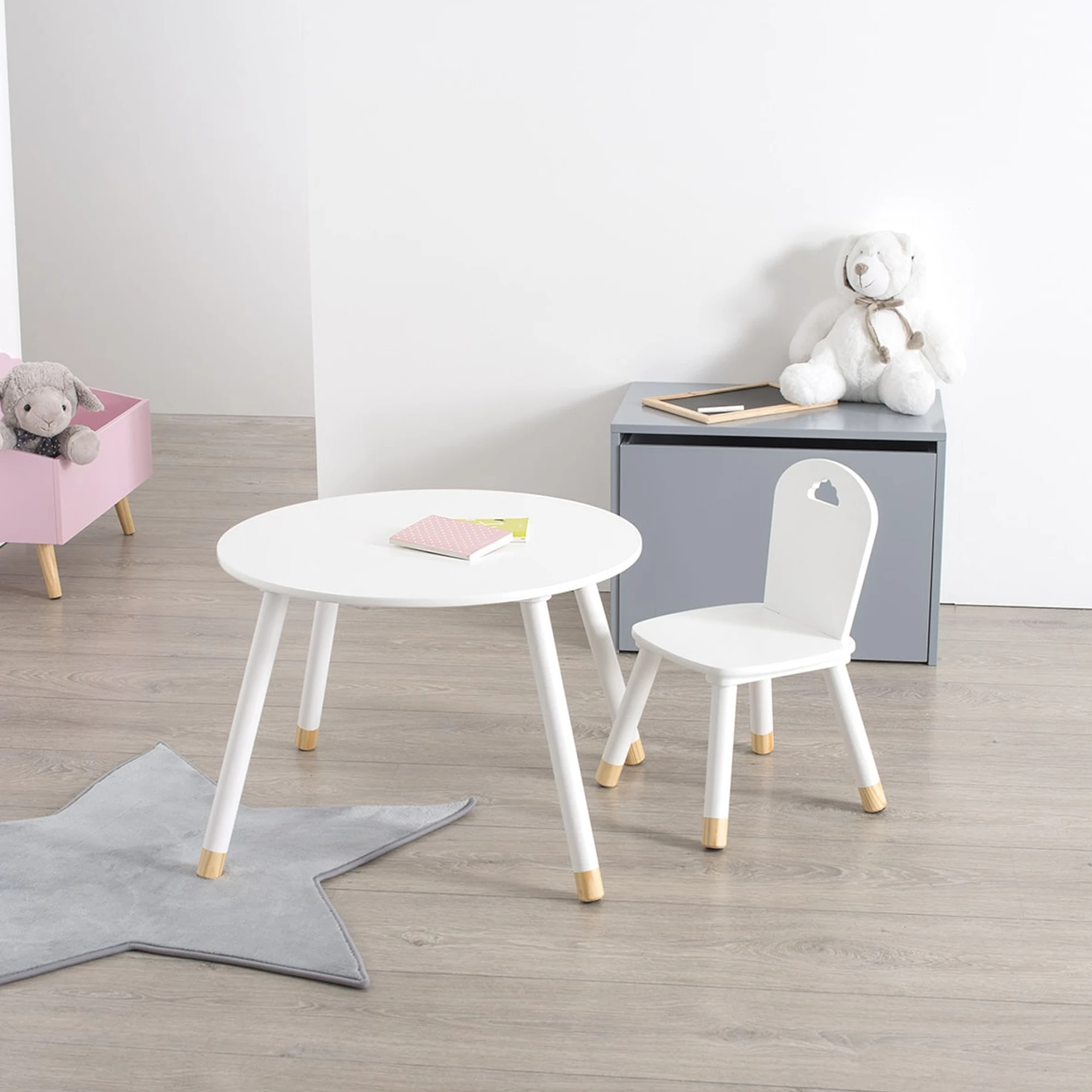 Atmosfera di dolcezza da tavolo per bambini bianca, design bello e resistente