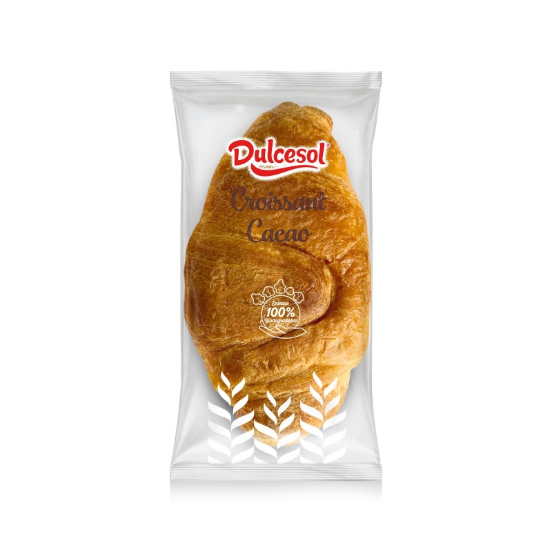 Croissant Relleno Cacao Dulcesol - 35 Croissants Rellenos de Chocolate - Envueltos de forma Individual - Caja 1,6 Kg.