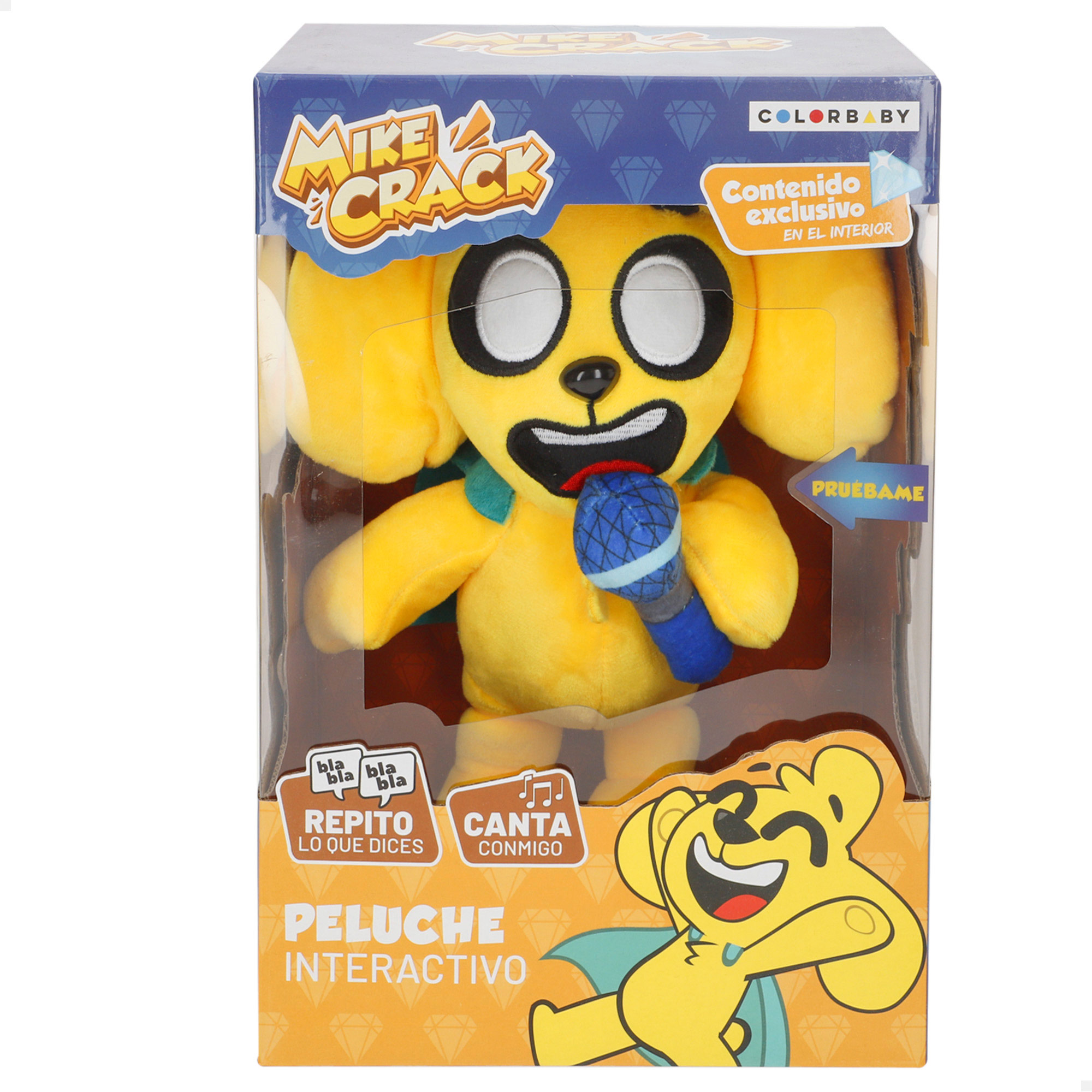 COLORBABY Mikecrack - Peluche oficial Mike Canto "Chocolate con Almendras" y repito lo que dices, Peluche oficial Akela Canto "La mejor canción", Peluche oficial Mike.Exe Canto "Punto Exe", Grabación y reproducción de voz, Juguete personaje YouTube