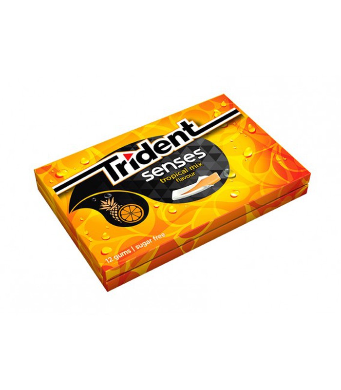 Trident Senses Chicles sin Azúcar con Sabor Tropical hierbabuena berry sandía 23G*12