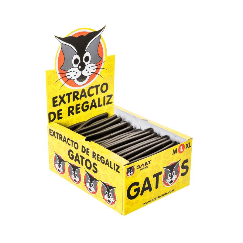 Extracto de Regaliz Gatos L - Regaliz GATOS Tamaño L - 200 Unidades - Regaliz Negra Gatos
