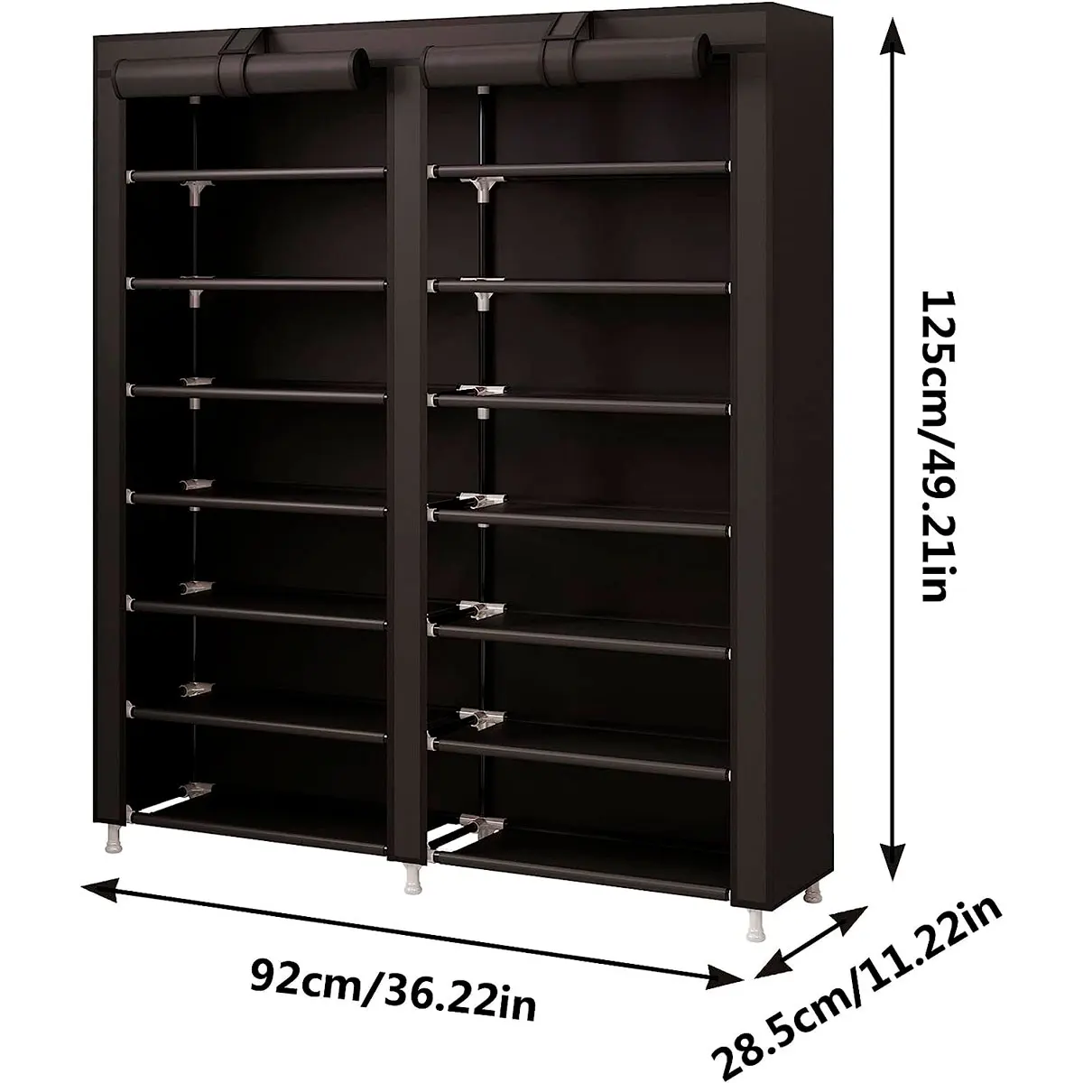Nyana Sapateira Home Pano com 2 Portas com Zíper 125x92x28.5 cm Capacidade até 42 pares Calçado Organizador Leve e Portátil Protege o Calçado da Poeira e Umidade