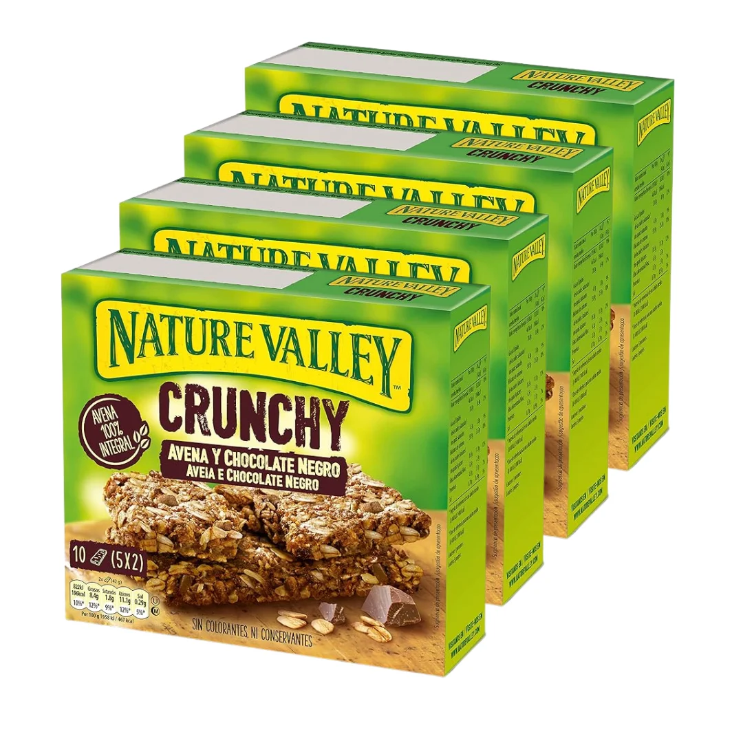 Nature Valley Crunchy Avena y Chocolate Negro Barrita de Cereales, 42g x 5 Barritas x 4 Unidades