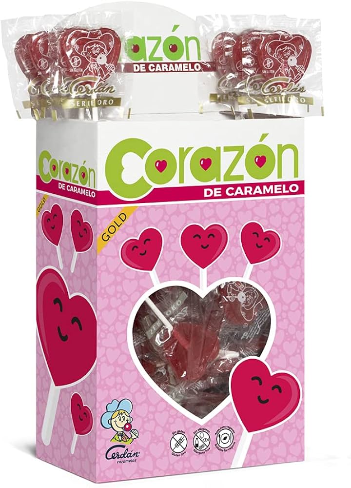 PIRULETAS CORAZON CEREZA CAJA 110 UNDS EDICION ORO CERDAN