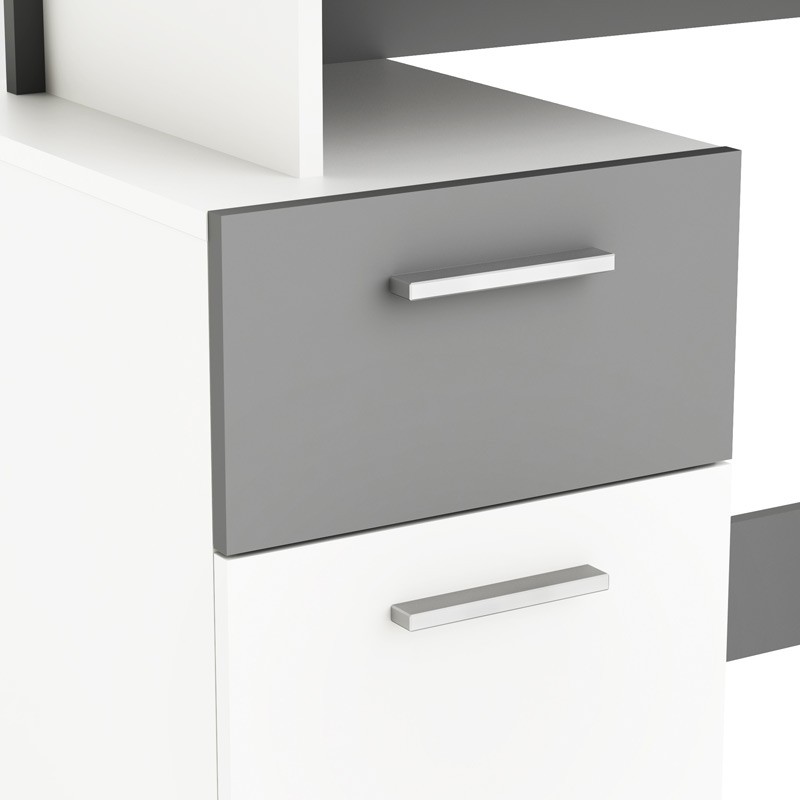 Scrivania Miroytengo Piatto multimediale bianco e grigio scuro 122 cm