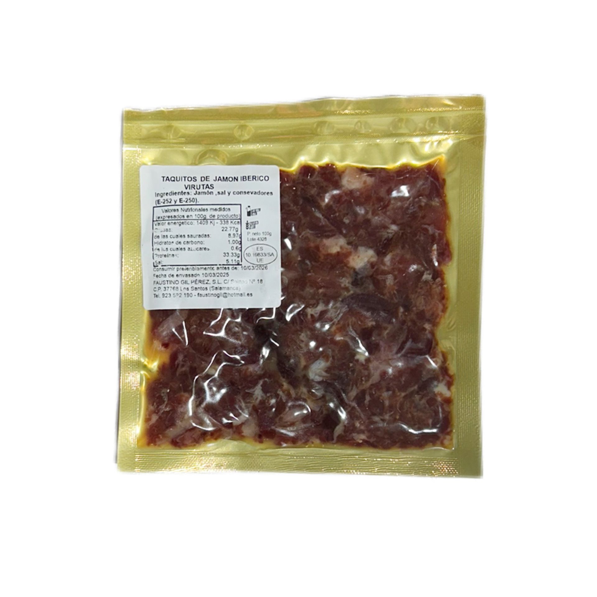 Jamón Ibérico Taquitos-Obras de presunto ibérico-5 unidades de 100g-Iberiano Faustino Gil-