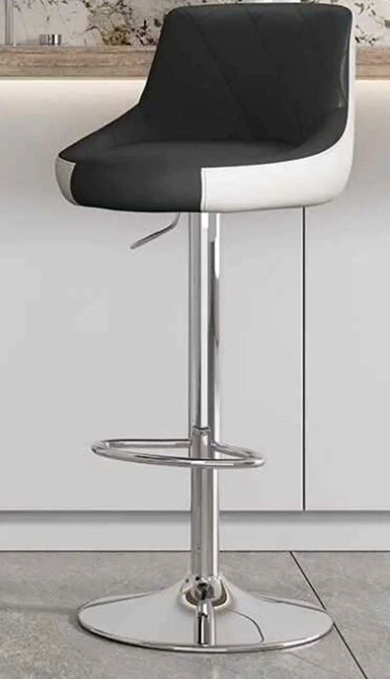 Sedia girevole da bar alta regolabile, sgabello moderno con sedile nordico, ascensore per reception con sgabello alto, schienale alla moda, sedia da bar con gambe in metallo in stile nordico, sedia da pranzo in PU