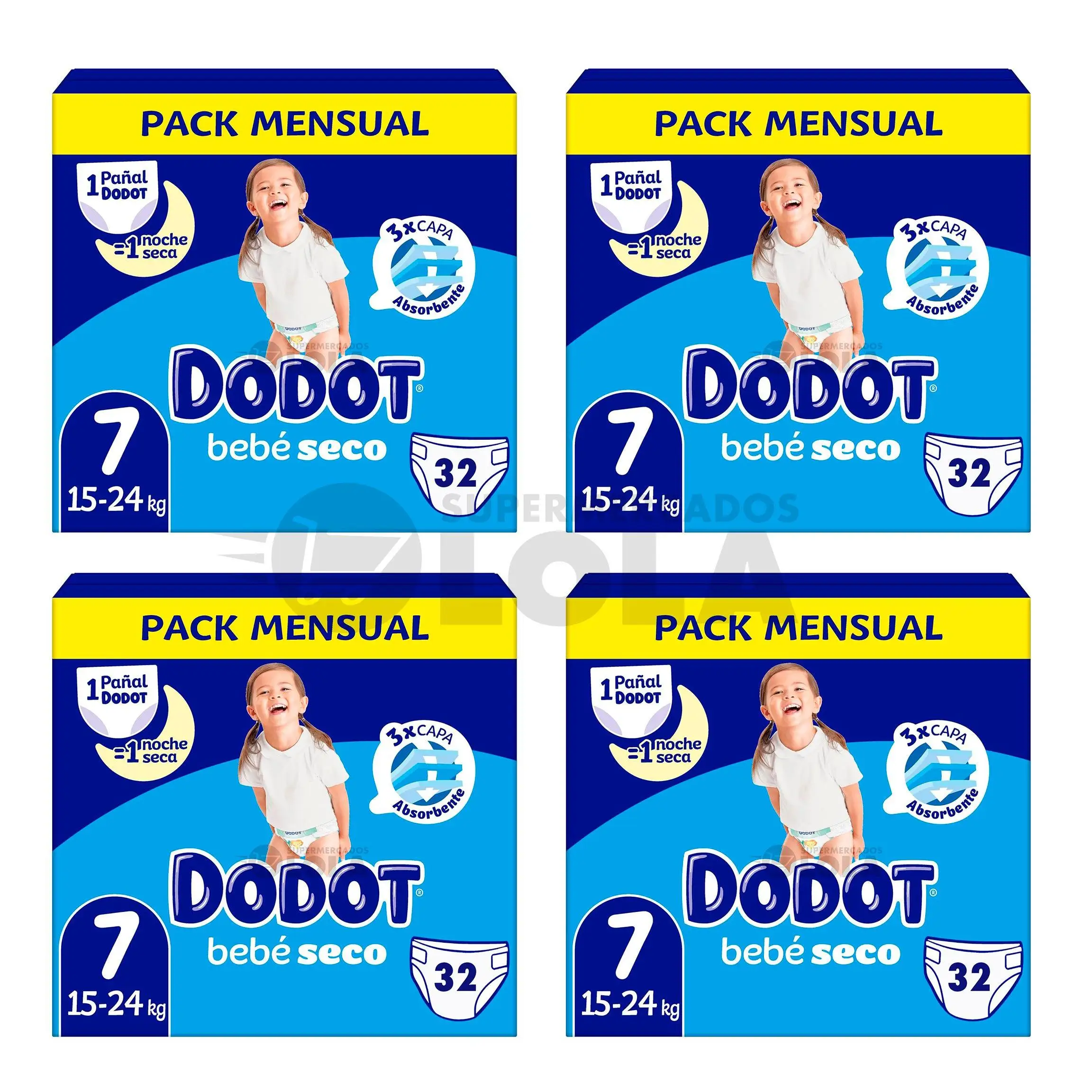 DODOT Pañales Bebé Seco T-7 32 Unidades