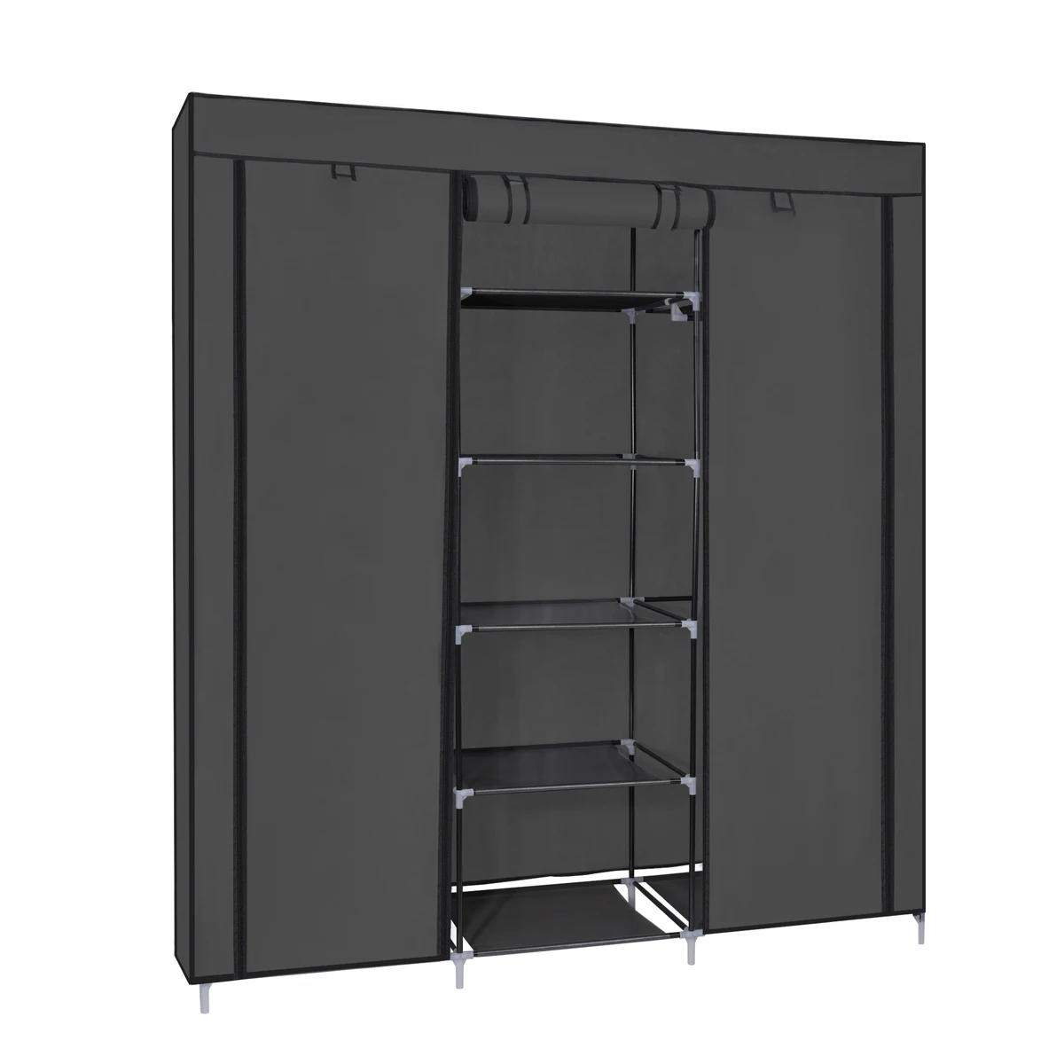 T-Lovendo Armadio Pieghevole Modulare Organizzatore di Vestiti Tessuto 175x150x45cm