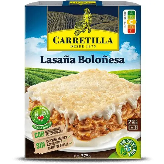 CARRETILLA Lasaña Boloñesa 10 Unidades de 375 G - Platos Listos - Sin Conservadores, Sin Colorantes