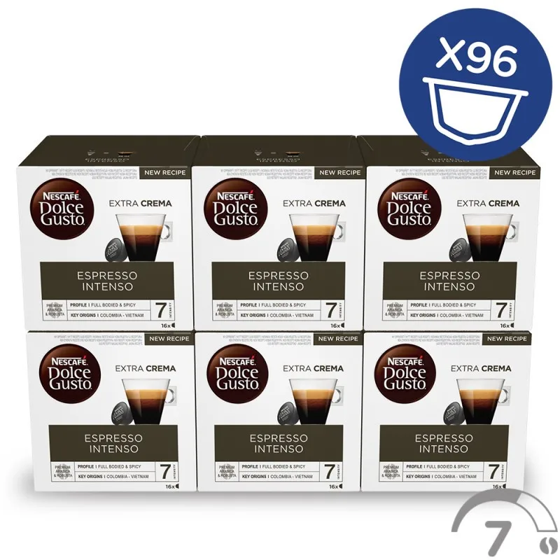 Nescafé Dolce Gusto Espresso Intenso - X6 Paquete de 16 Cápsulas - Total: 96 Cápsulas