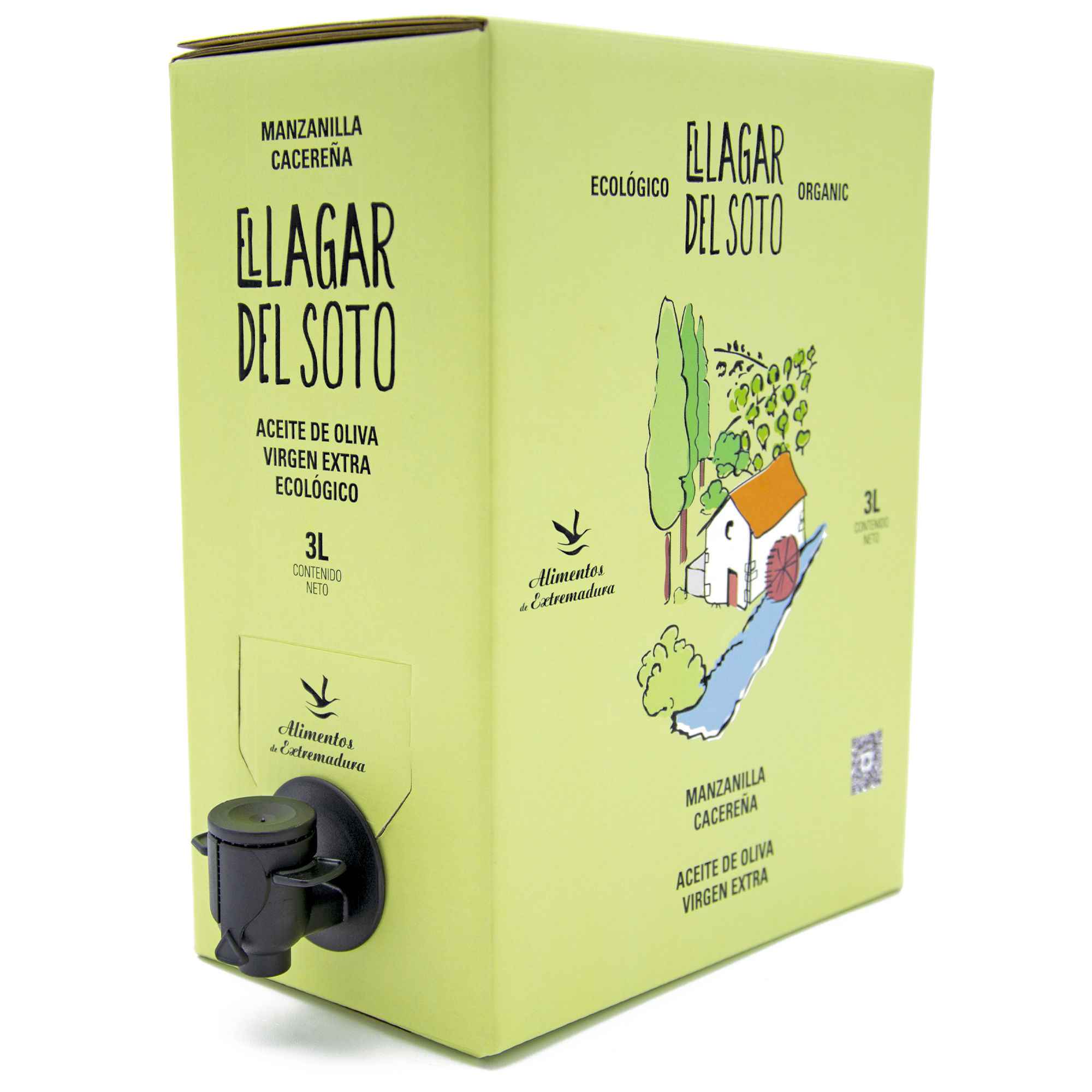 Aceite de Oliva Virgen Extra Ecológico El Lagar del Soto - Bag in Box de 3 L - Primera Extracción en Frío - Mejor Aceite Bio de Extremadura 2022 - Medalla de Oro Ecotrama 2022 - AOVE 3L