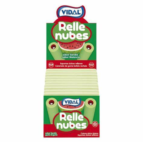 RELLENUBES SABOR SANDÍA - MARCA VIDAL 75 UNIDADES - ESPONJAS RELLENAS SIN GLUTEN