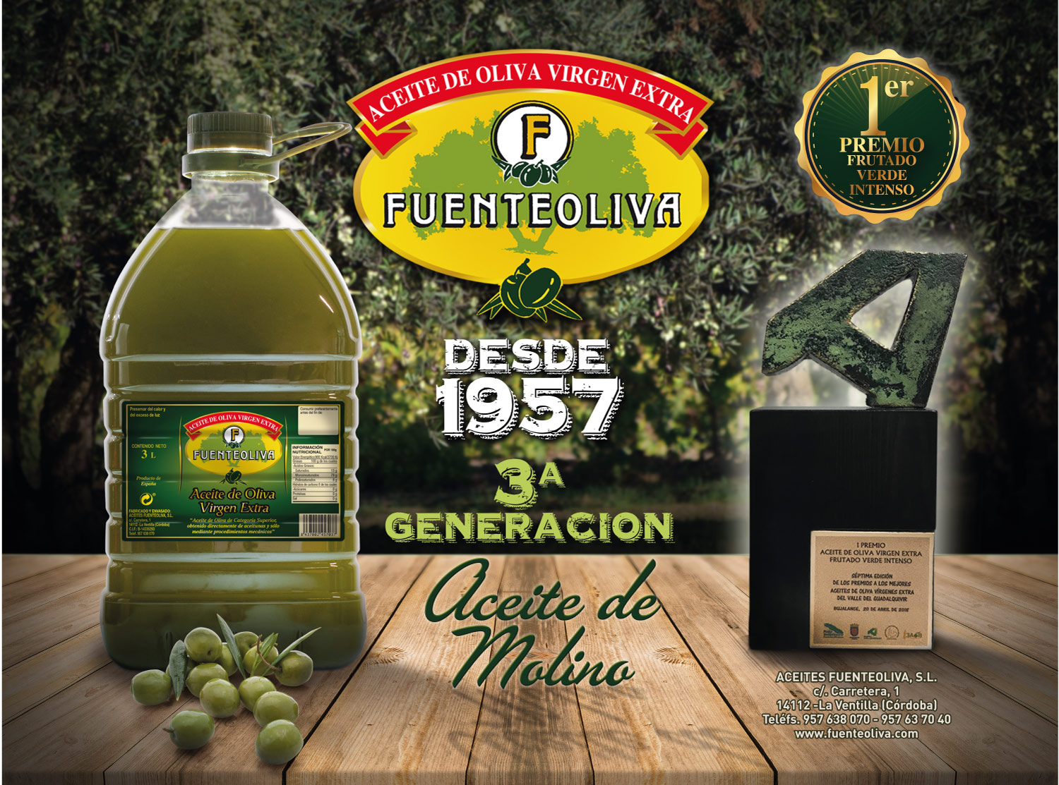 Pack de 4 botellas de Aceite de Oliva Virgen Extra 5 litros Fuenteoliva cosecha 24/25