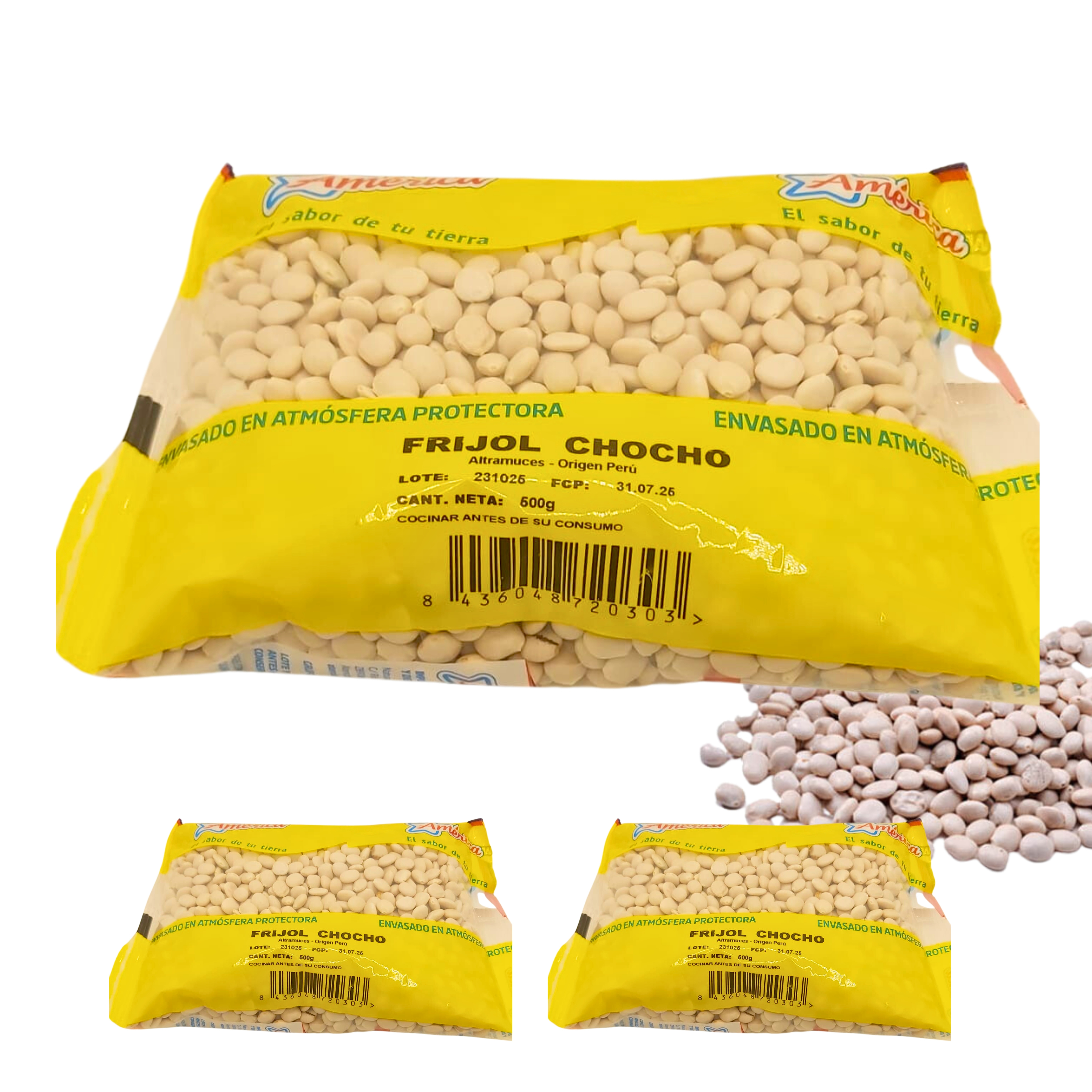 2 PAQUETE AMERICA FRIJOL CHOCHO 500G ALTRAMUCES SECOS SIN GLUTEN.PERU