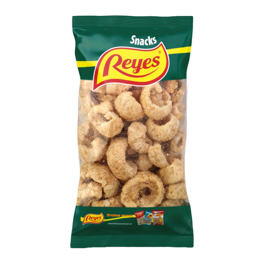 Reyes Torrezno gran selección sabor barbacoa - Formatos: 1 Kg, 5 bolsas de 120g, panoplia 12 bolsas de 35g