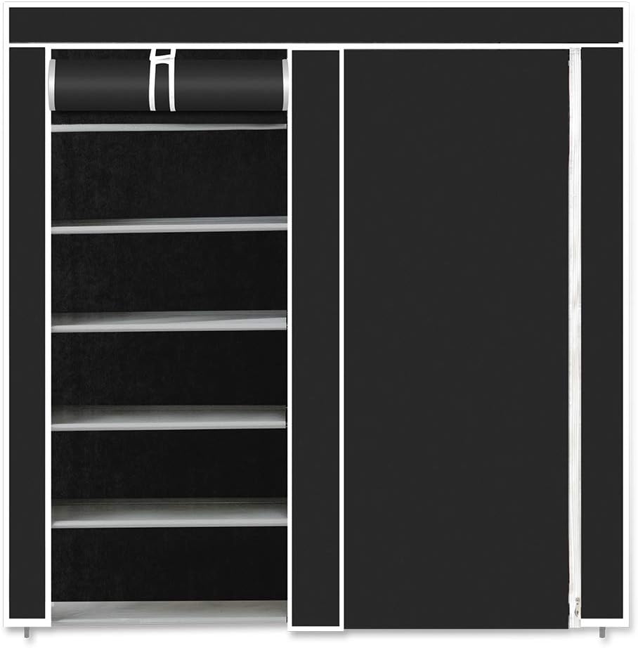 T-LoVendo Scarpiera doppia con copertura in tessuto Scaffali a 6 altezze Organizzatore di scarpe grande portatile leggero