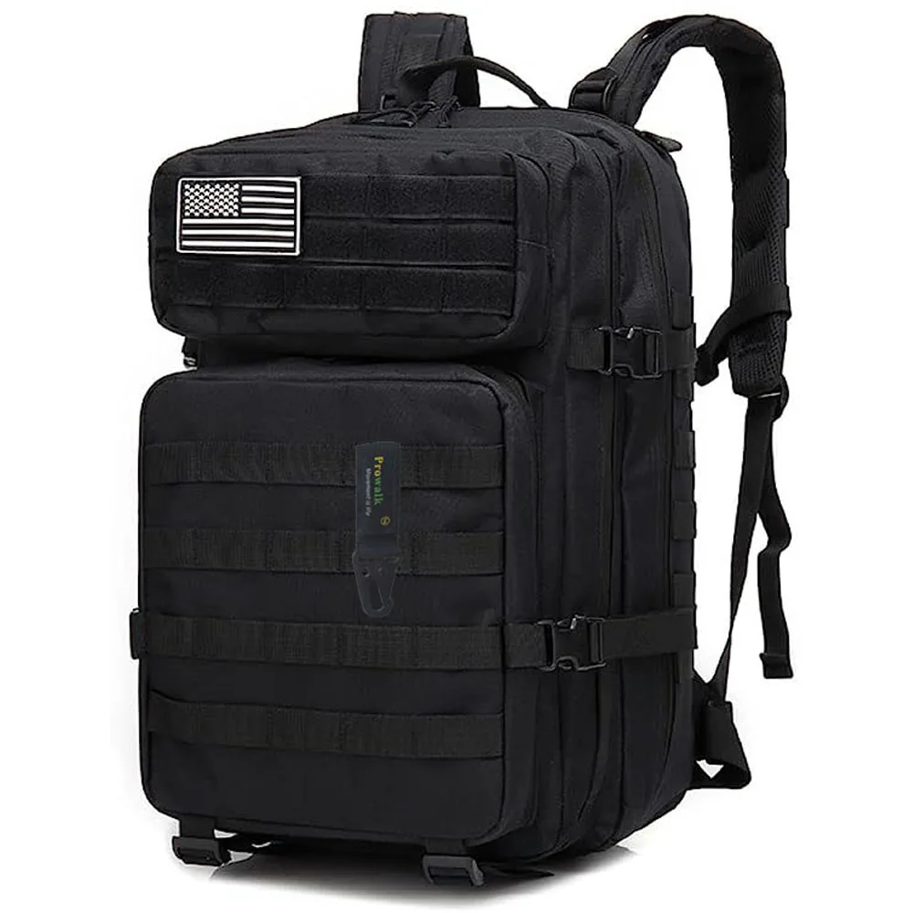 Prowalk Mochila Táctica Marce 45L con Sistema MOLLE- Unisex – Apta para cabina de avión, Ideal para Viajes, Senderismo, Camping, Rutas, Gimnasio, Caza y Pesca o cualquier actividad al aire libre.