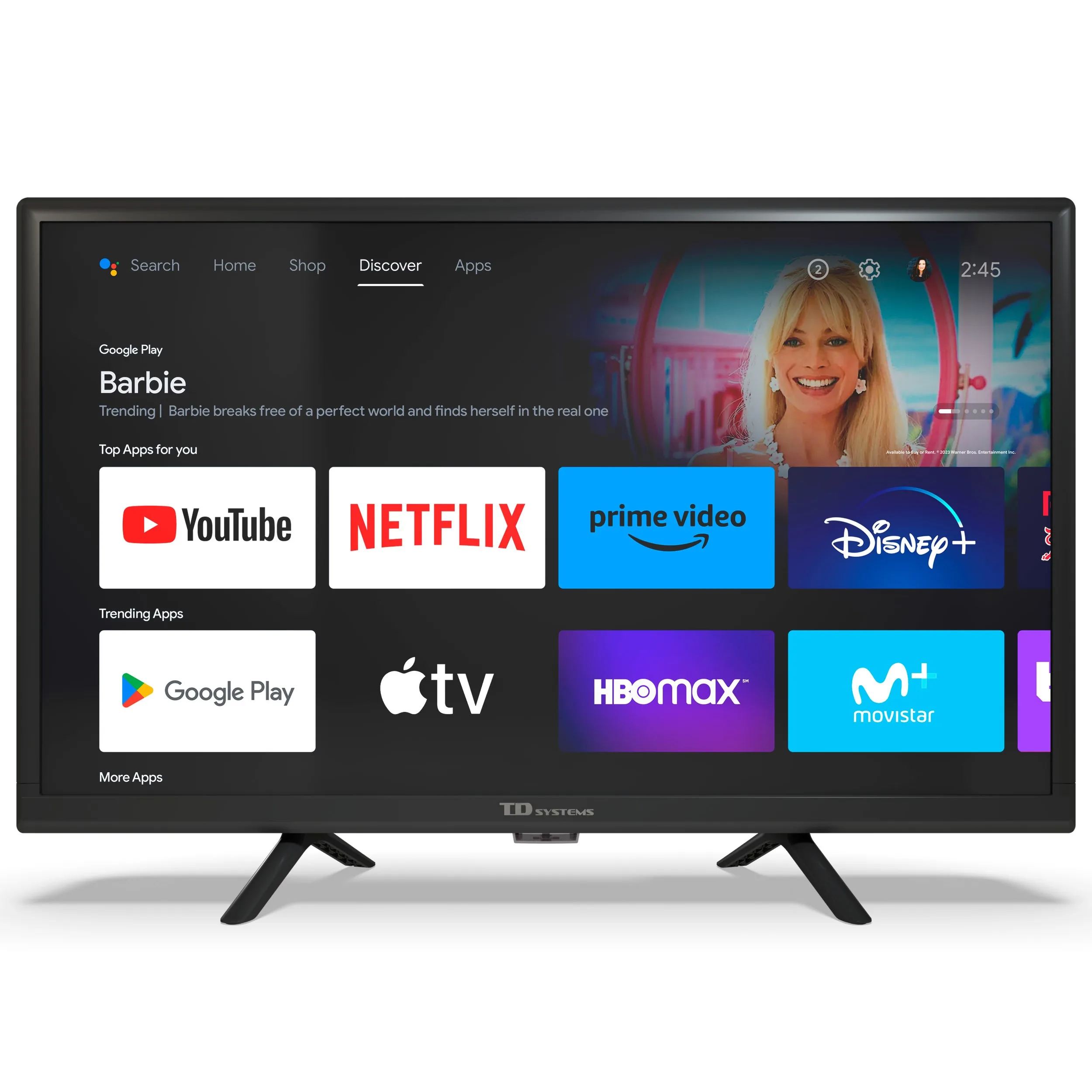 Smart TV 24 polegadas HD Olá Google Assistente Oficial com controlo por voz. TV Android 11 - TD Systems K24DLC19GLE