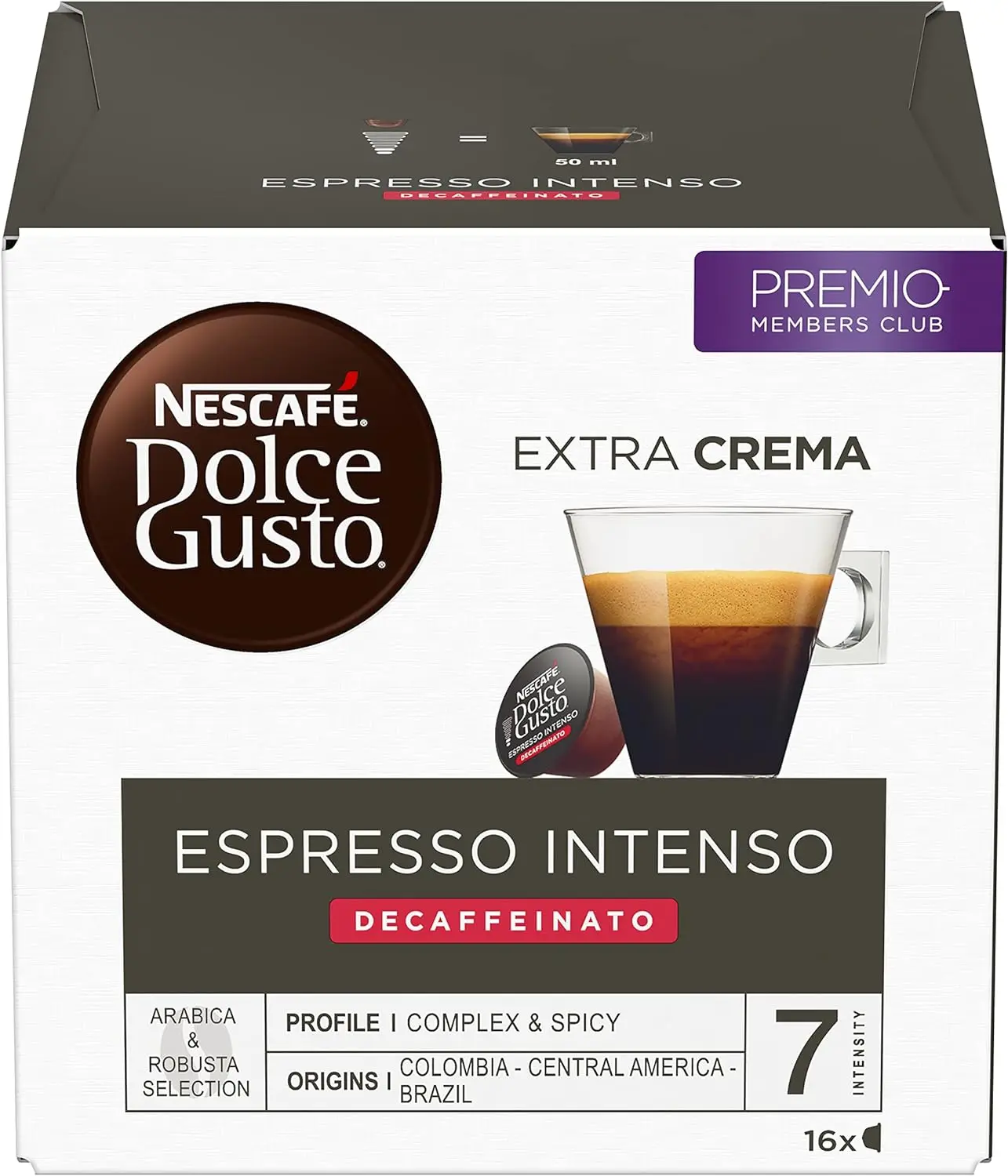 NESCAFÉ Dolce Gusto Espresso Intenso Descafeinado - x3 pack de 16 cápsulas - Total: 48 cápsulas