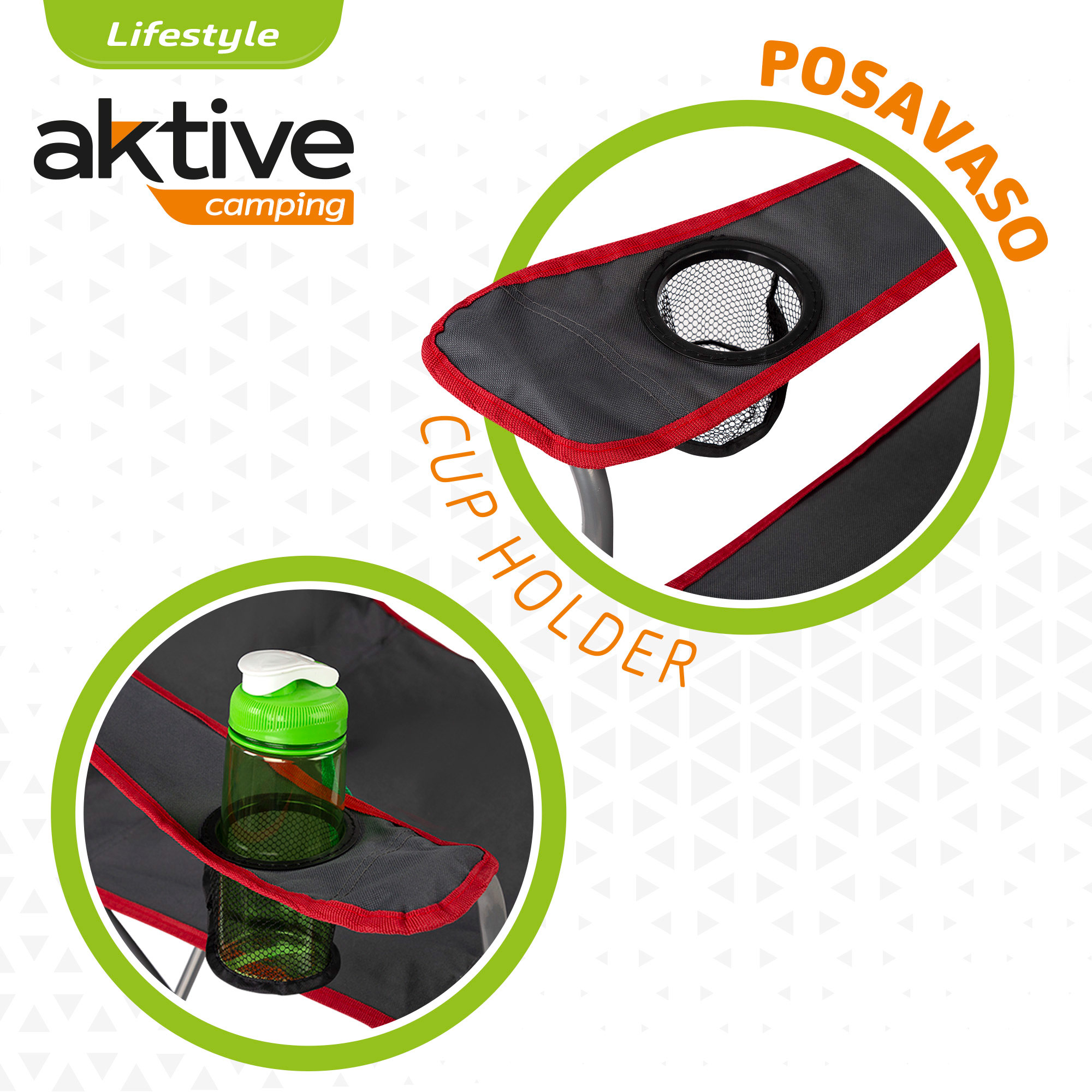 Silla plegable camping con posavasos Aktive Camping, Silla de camping plegable, Silla portátil