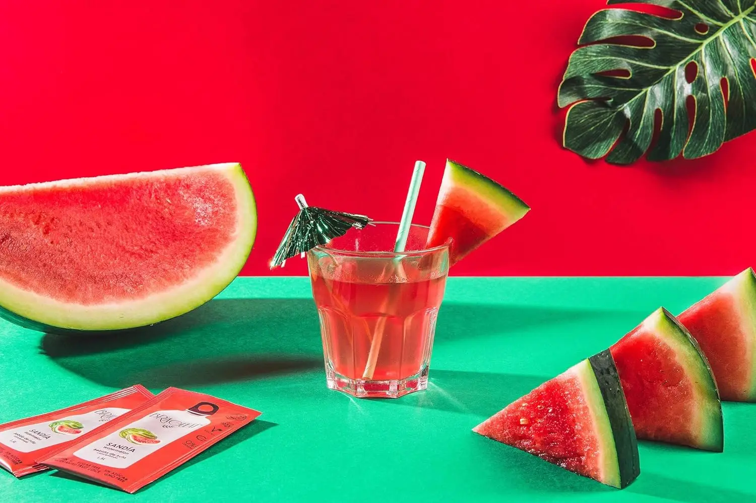 BRAGULAT | Bebida de Frutas con Sandía| Bebidas y Refrescos Instantáneas en Polvo | Sin Azúcar y con Vitamina C | Agua con Sabor a Sandía | 15 Sobres