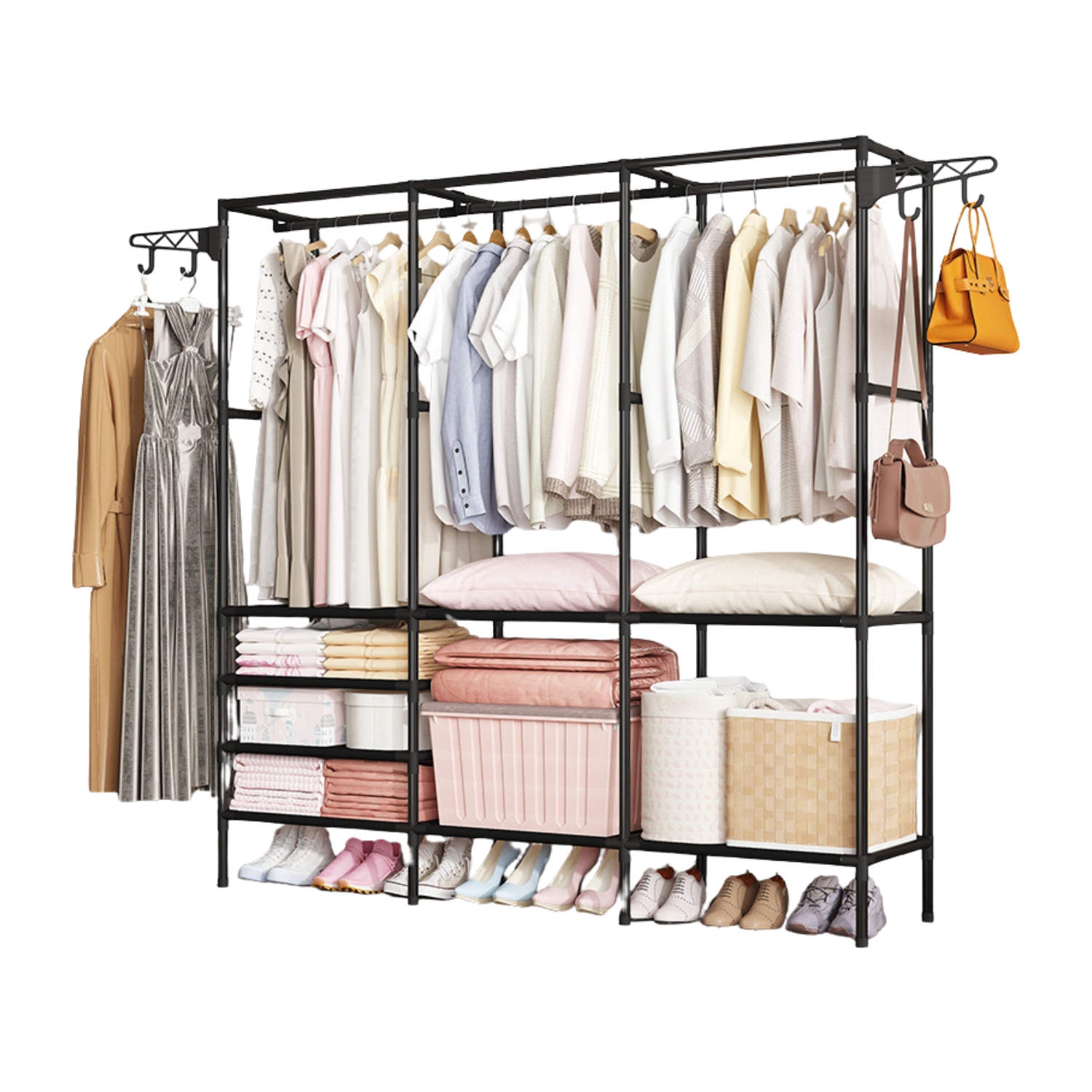 LUTODY - Appendiabiti in piedi, Scarpiera, Organizzatore di indumenti, cappotto, giacca, salva spazio nello stendibiancheria