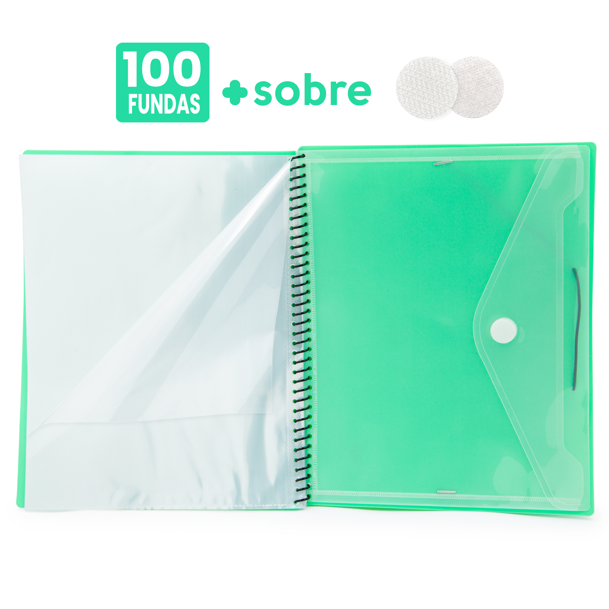 Starplast - Carpeta Con Fundas Espiral Flexible A4 con 100 Fundas Transparentes