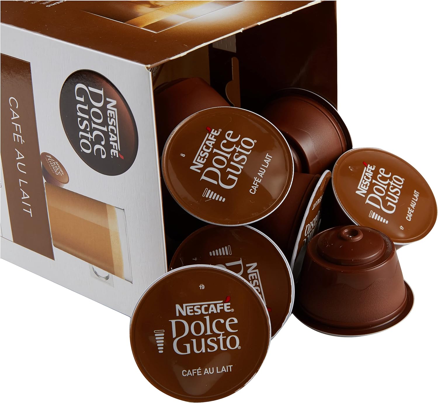Nescafé Dolce Gusto Café con Leche, Pack de 3 x 16 Cápsulas - Total: 48 Cápsulas de Café
