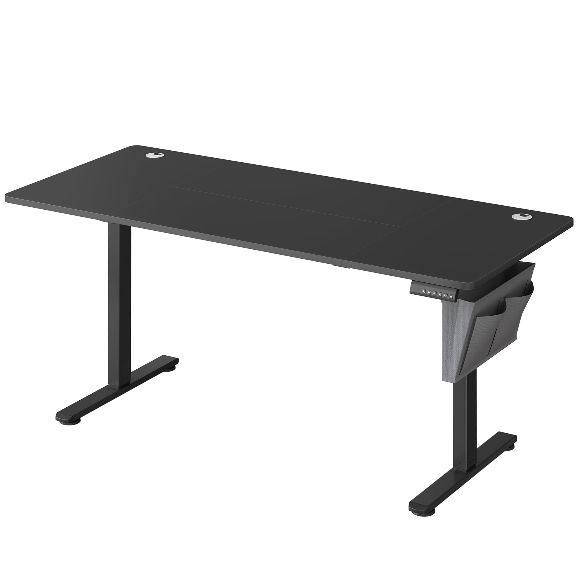 Escritorio Eléctrico Regulable en Altura con 4 Memorias, Bolsillo de Almacenamiento, Para Oficina, Estudio, Blanco, Marrón o Negro, 70x160x72-120 cm