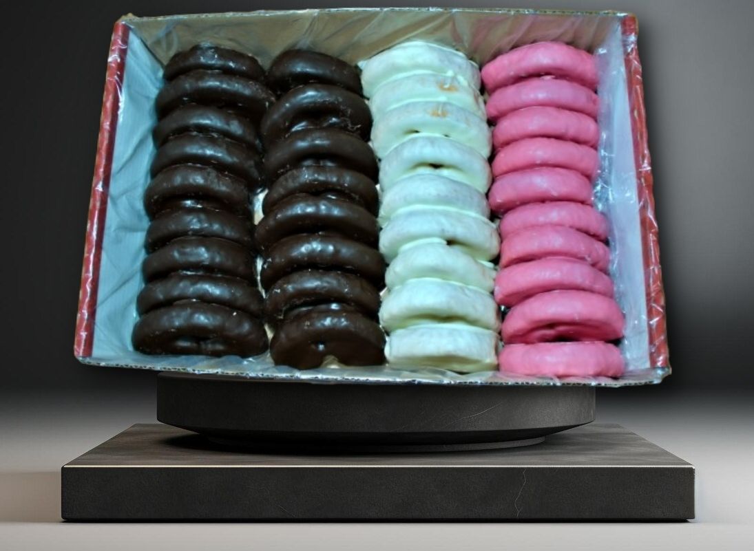 Palmera tierna surtida con cobertura chocolate,blanca y fresa.Granel 2 kg.El horno de Don Ramon.