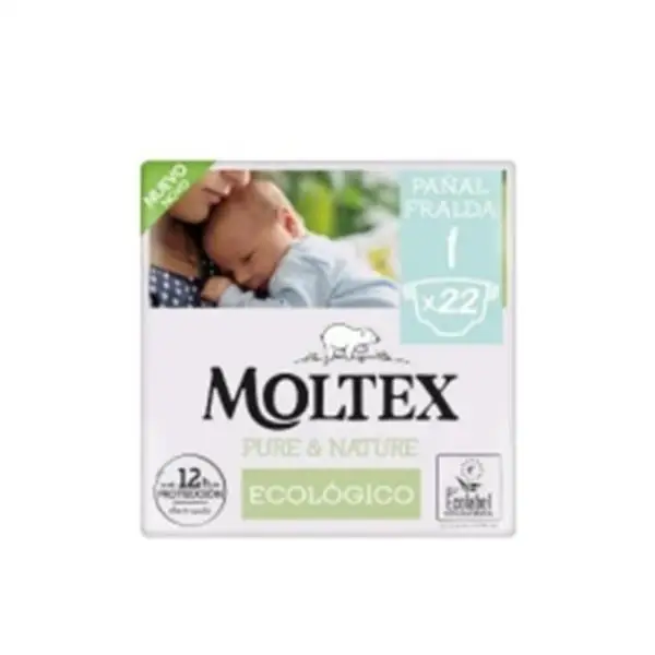 Pañal Moltex Pure & Nature Talla 1 2-5KG 22 Unidades