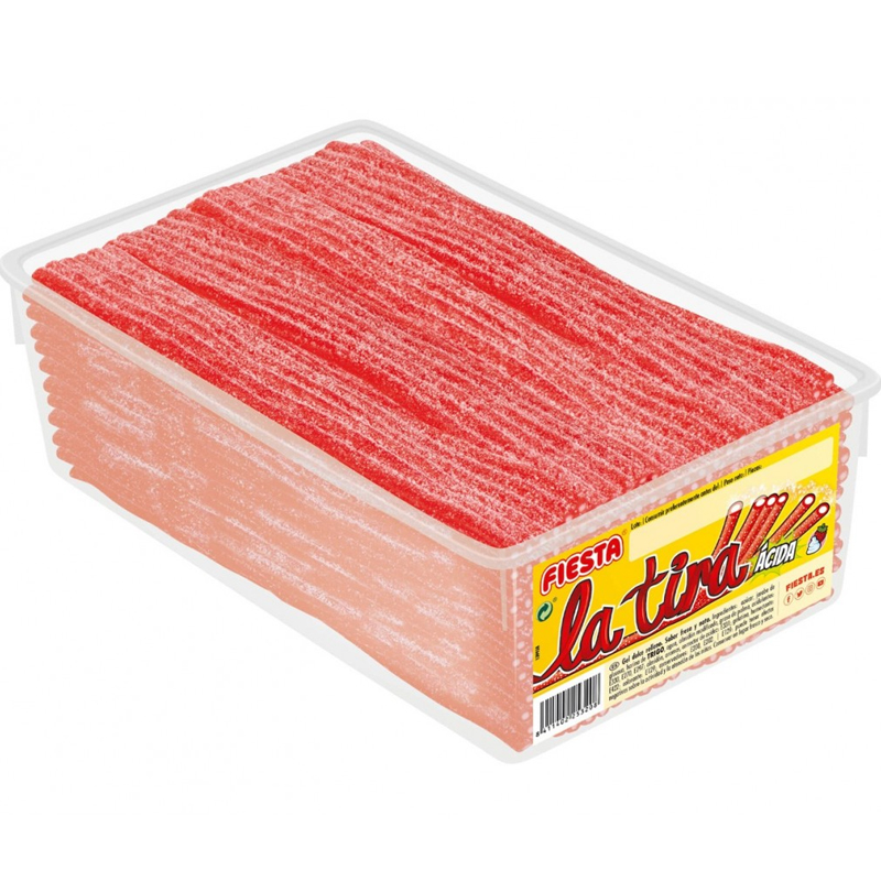 Fiesta Tira Ácida Relleno Fresa 60 Unds - Delicioso Sabor a Fresa