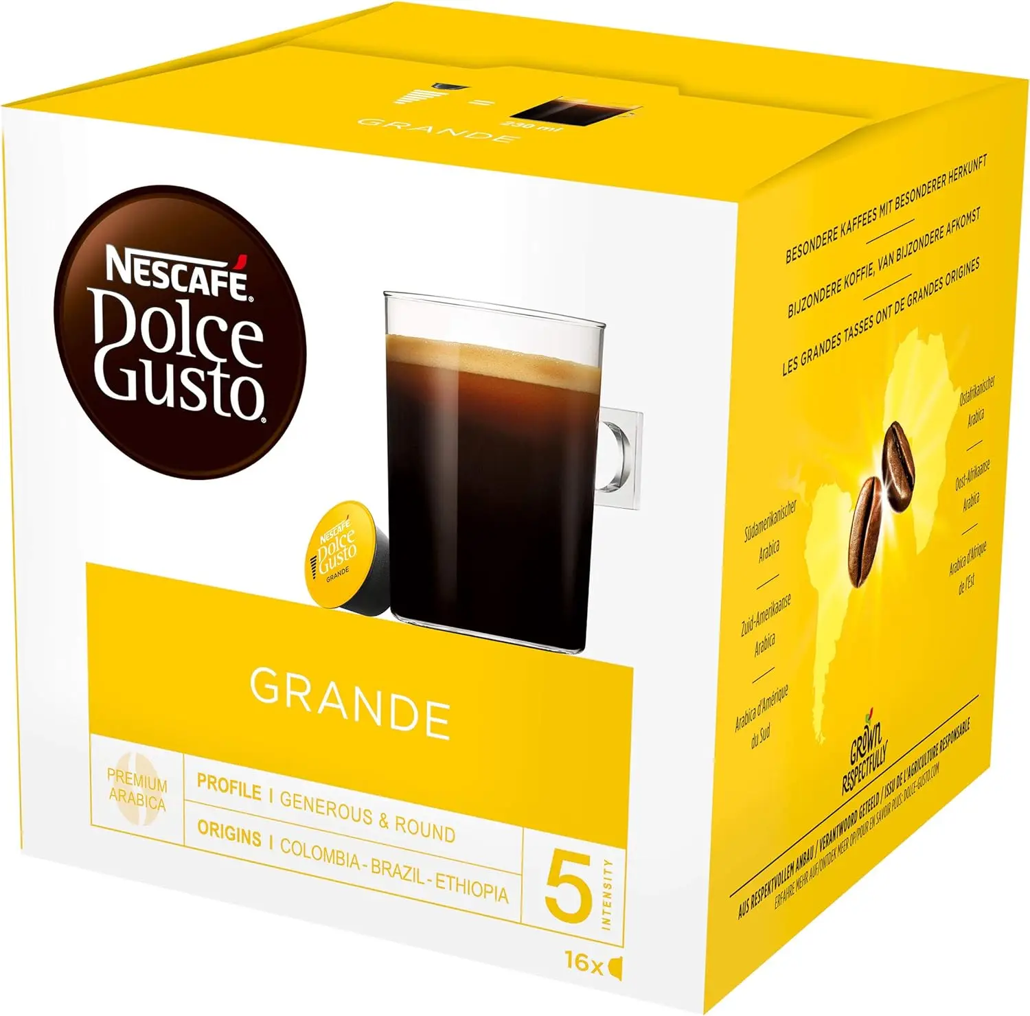 Nescafé Dolce Gusto Set Basic: Lungo, Cappuccino, Latte Macchiato, Espresso, Chococino, Crema Grande, 6 x 16 Cápsulas