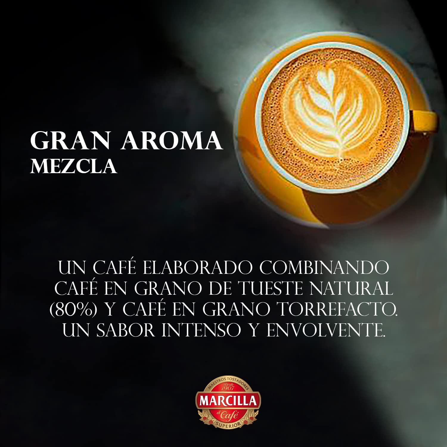 Cafe Marcilla Mezcla 80/20 en grano 1Kg Gran aroma