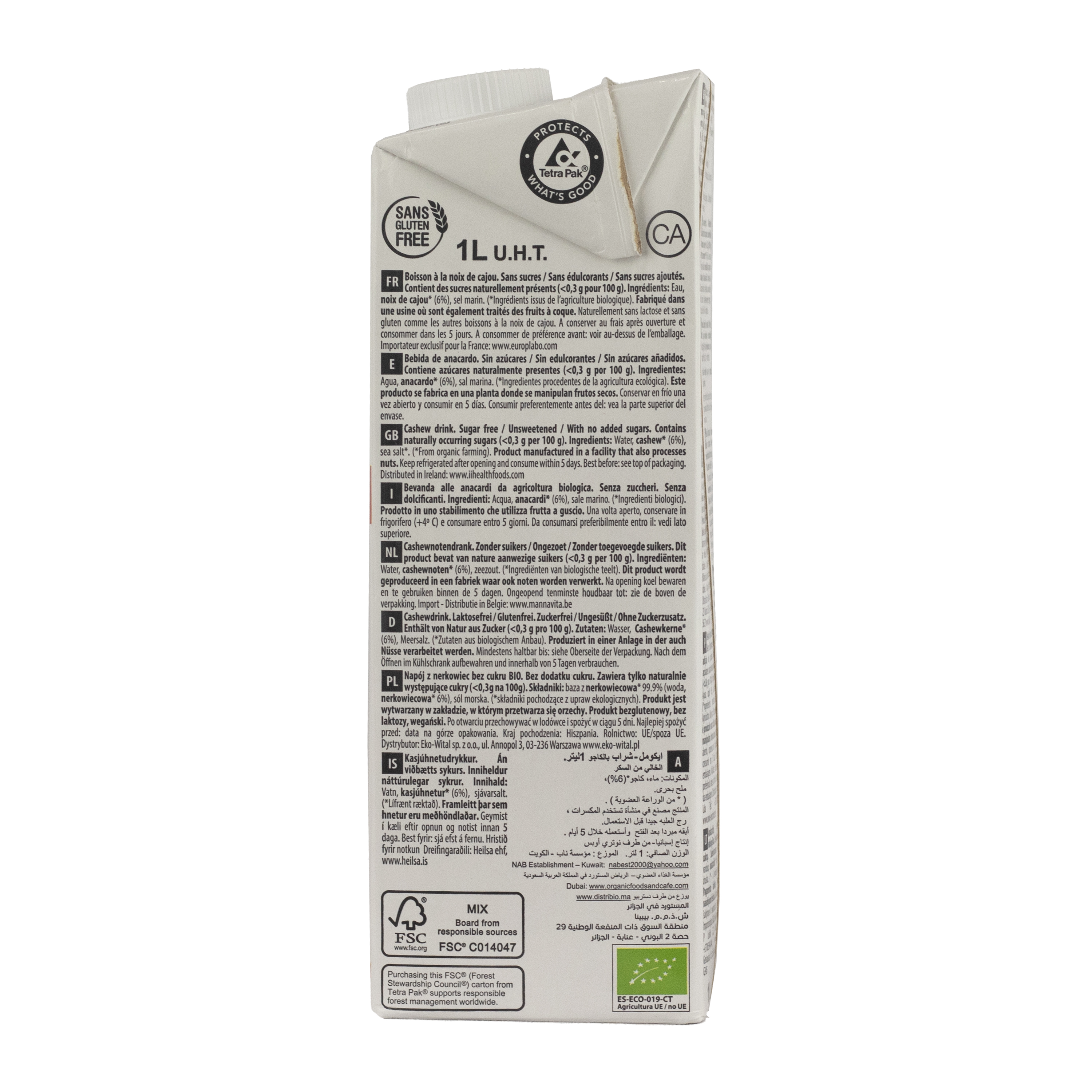 Pack 6x Bebida de Anacardo Bio Nature 1l Ecomil