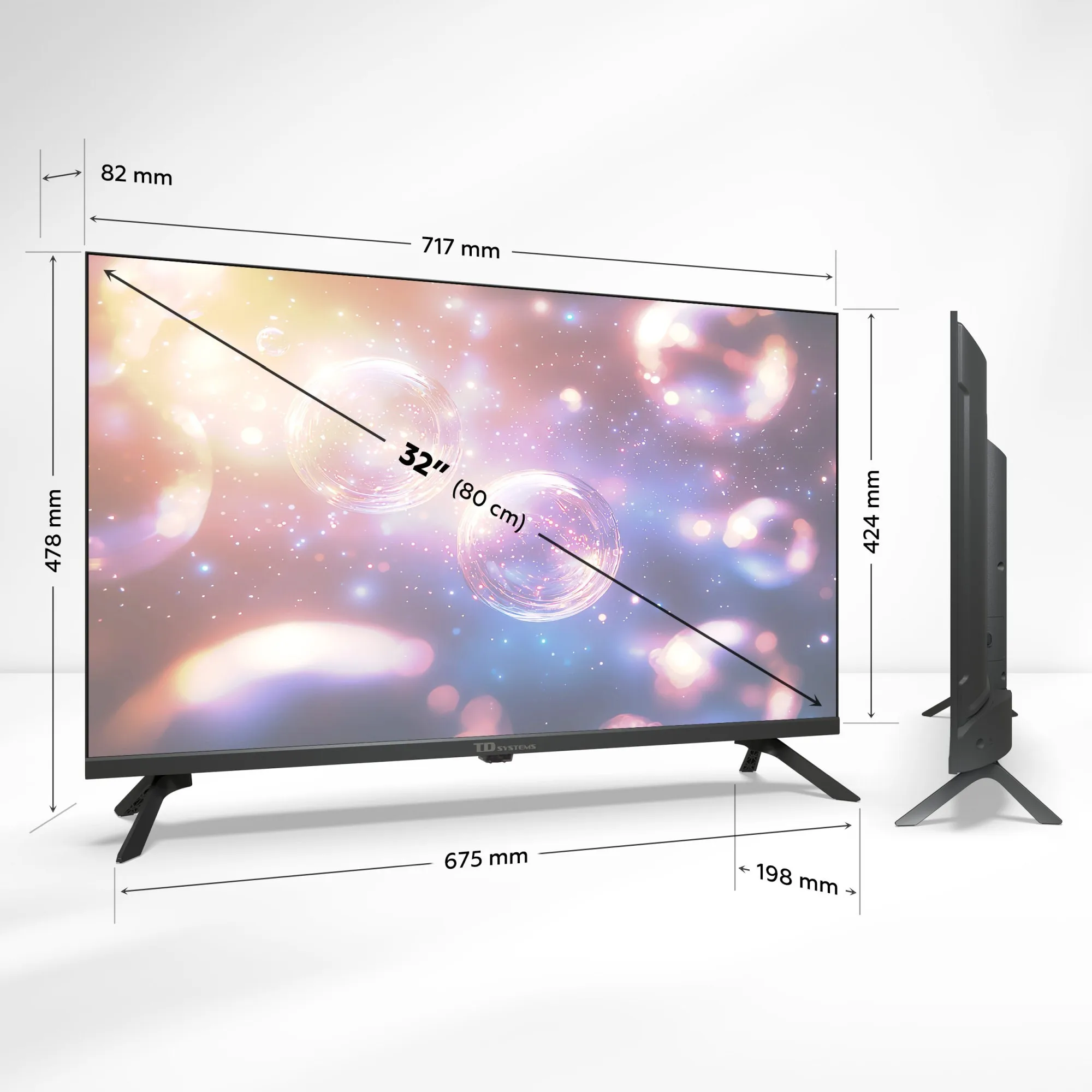 Smart TV HD de 32 polegadas Hey Google Official Assistant com controlo por voz. TV Android 14 - TD Systems K32DLK21GLE
