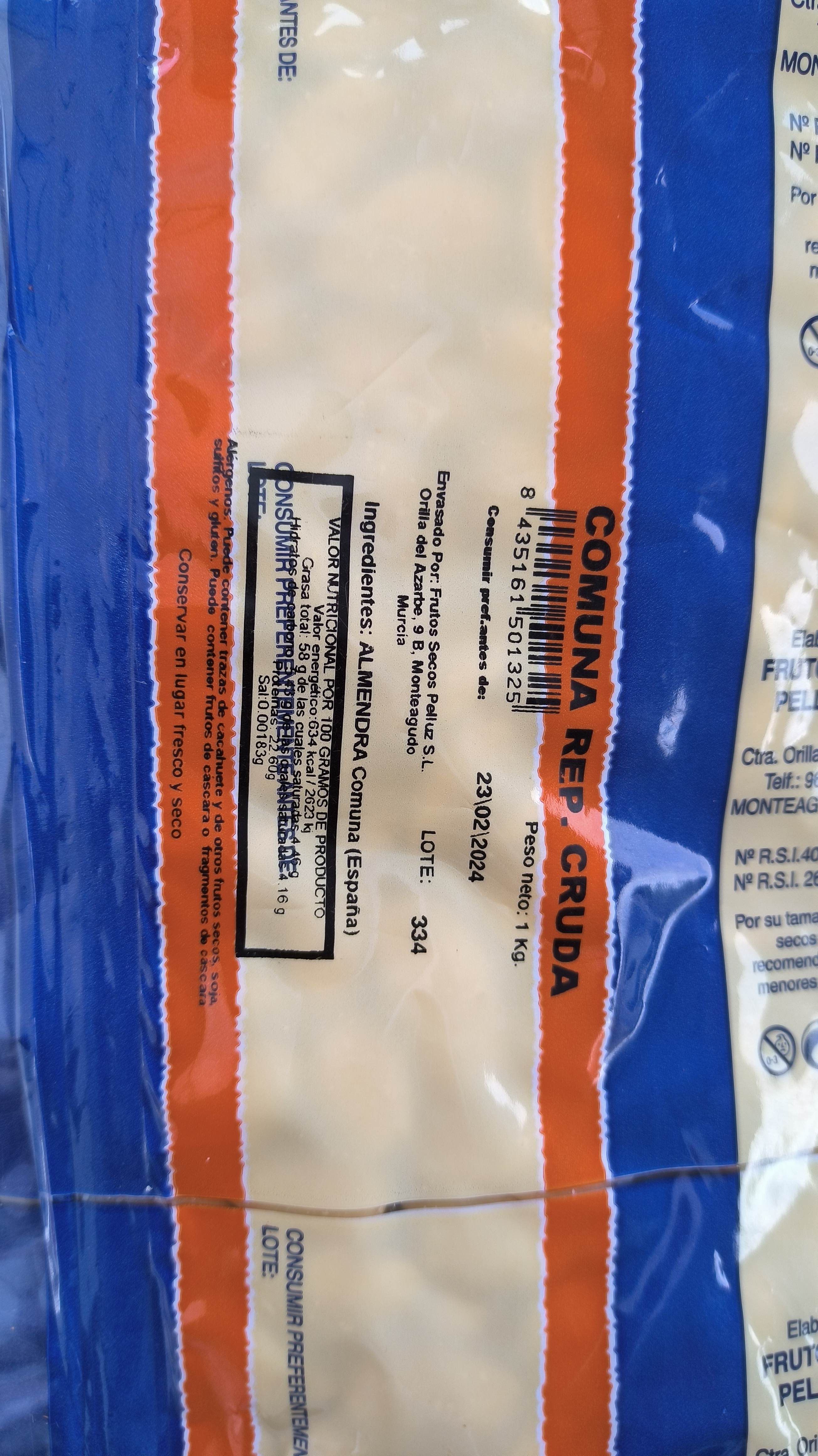 Almendra cruda pelada 1 Kg (Origen España) Almendras repeladas Pelluz