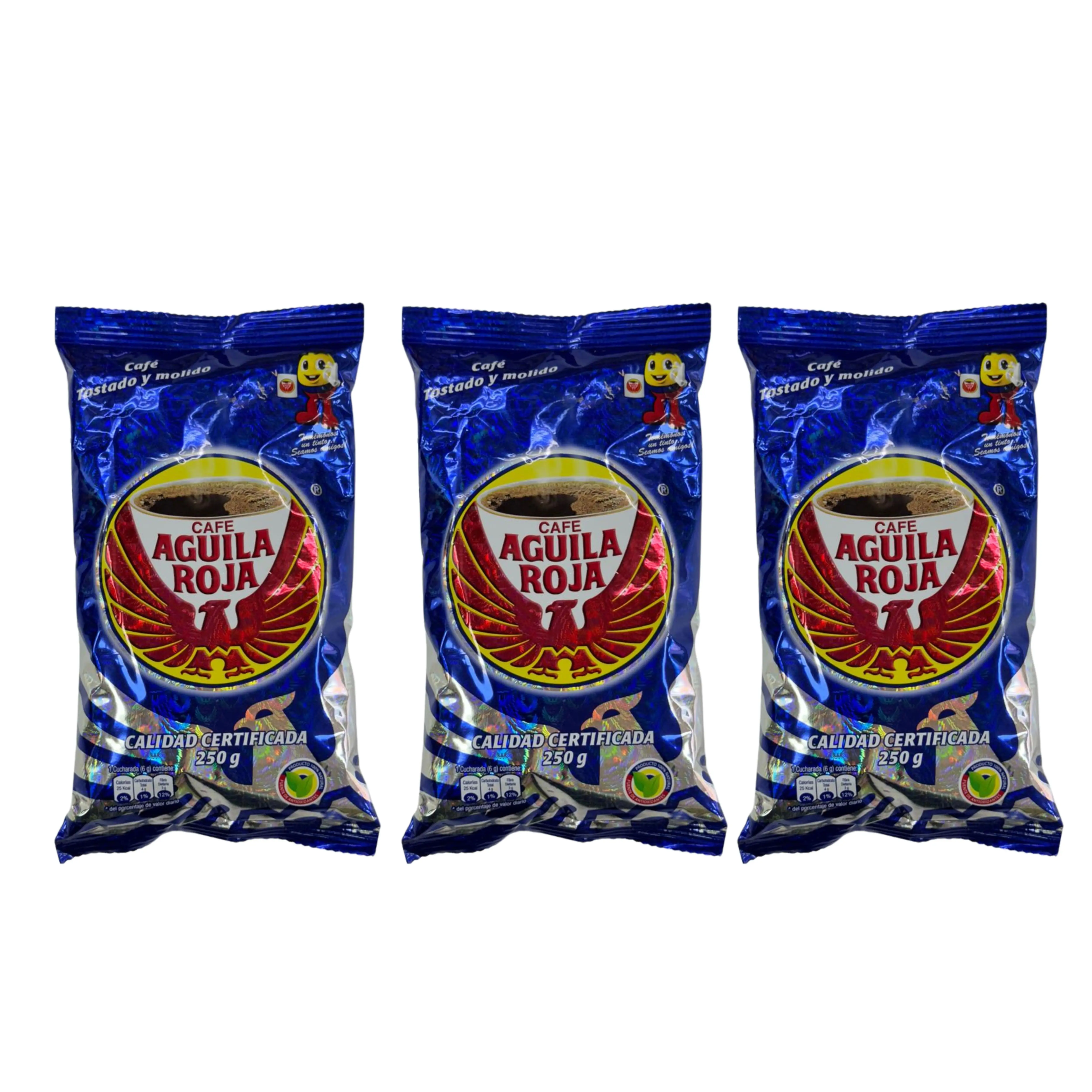 3 PAQUETE DE AGUILA ROJA CAFE  CALIDAD CERTIFICADA 250G.ALTA CALIDAD