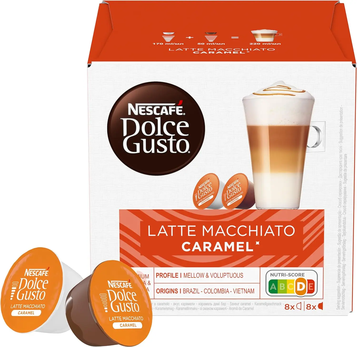 Dolce Gusto-  Latte Macchiato Caramel - x3 pack de 16 cápsulas - Total: 48 cápsulas