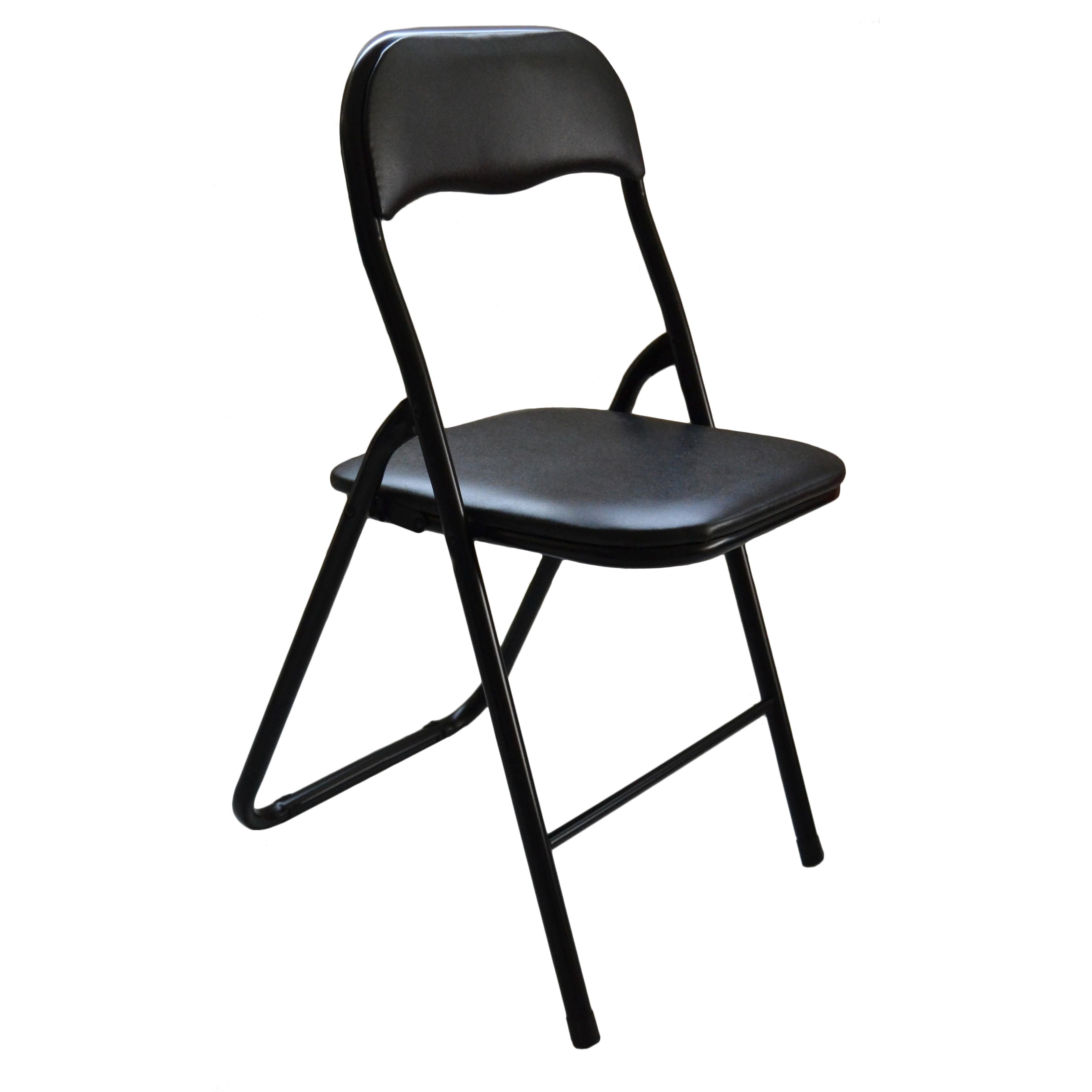 DUPI Silla Plegable Metal Acolchada Negra Piel Sintética (Pack de 6 Unidades)