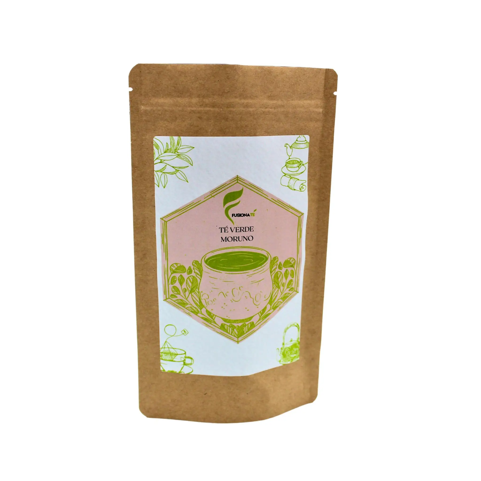 Fusionate Té Verde Moruno Bolsa Zip de 100gr - Dulce Combinación - Ideal para Dietas y ejercicio