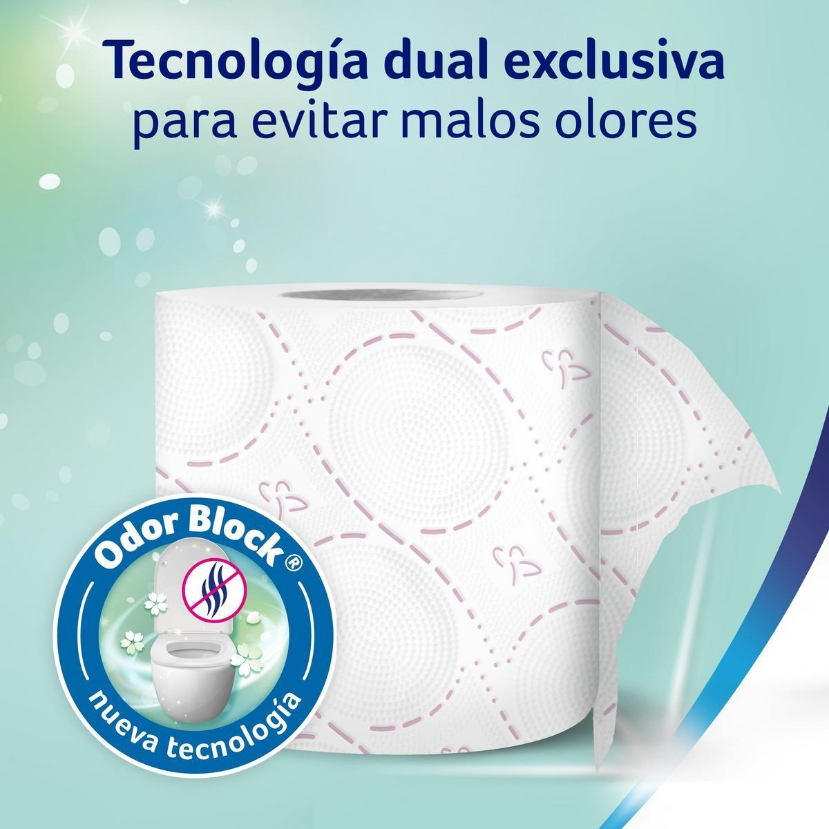 Pack de 36 Rollos - Colhogar Protect Cuida&Protege Odor Block. Papel higiénico suave y resistente. 3 capas. Rollos color blanco y con una fragancia talco - 2x18