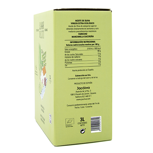 Aceite de Oliva Virgen Extra Ecológico El Lagar del Soto - Bag in Box de 3 L - Primera Extracción en Frío - Mejor Aceite Bio de Extremadura 2022 - Medalla de Oro Ecotrama 2022 - AOVE 3L